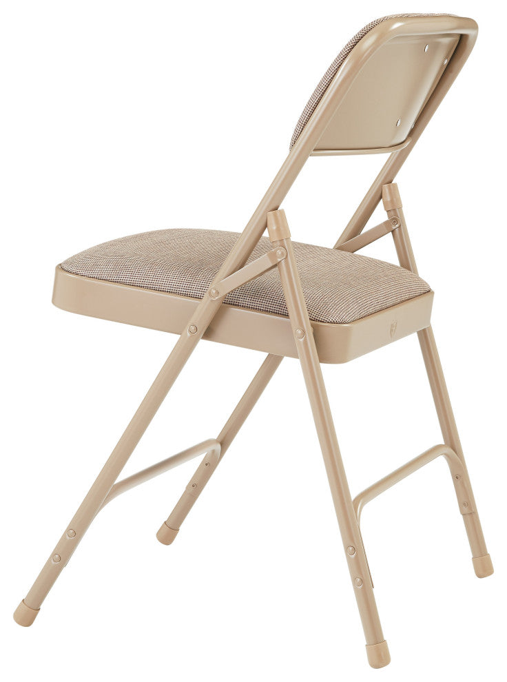 NPS 2200 Fabric Double Hinge Premium Folding Chair, Cafe Beige, Set of 4