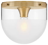 Hinkley 9" Beck Flush Mount Ceiling Light - Lacquered Brass + Etch-Dipped Glass