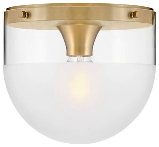 Hinkley 9" Beck Flush Mount Ceiling Light - Lacquered Brass + Etch-Dipped Glass