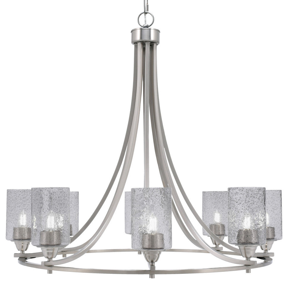 Paramount 8-Light Chandelier, Brushed Nickel, 4" Smoke Bubble Glass