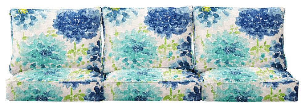 Sorra Home Gardenia Seaglass Deep Seating Sofa Cushion Set, 23"x23.5"x5"