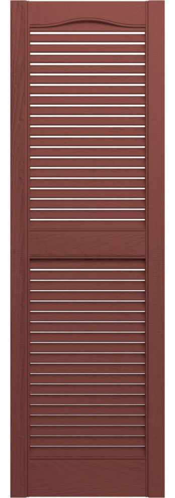 Lifetime Vinyl Standard Cathedral 2-Equal Louver Shutters, Red 027