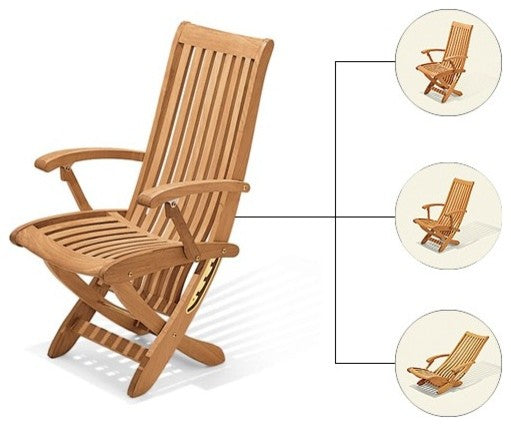 Warwick Reclining Folding Chairs, Outdoor Teak, Set of 2