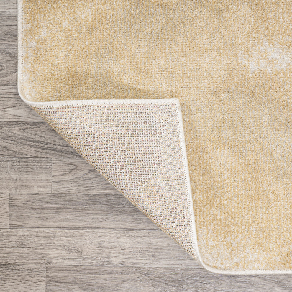 Petalo Abstract Two-Tone Modern Gold/Cream 4 ft. x 6 ft. Area Rug