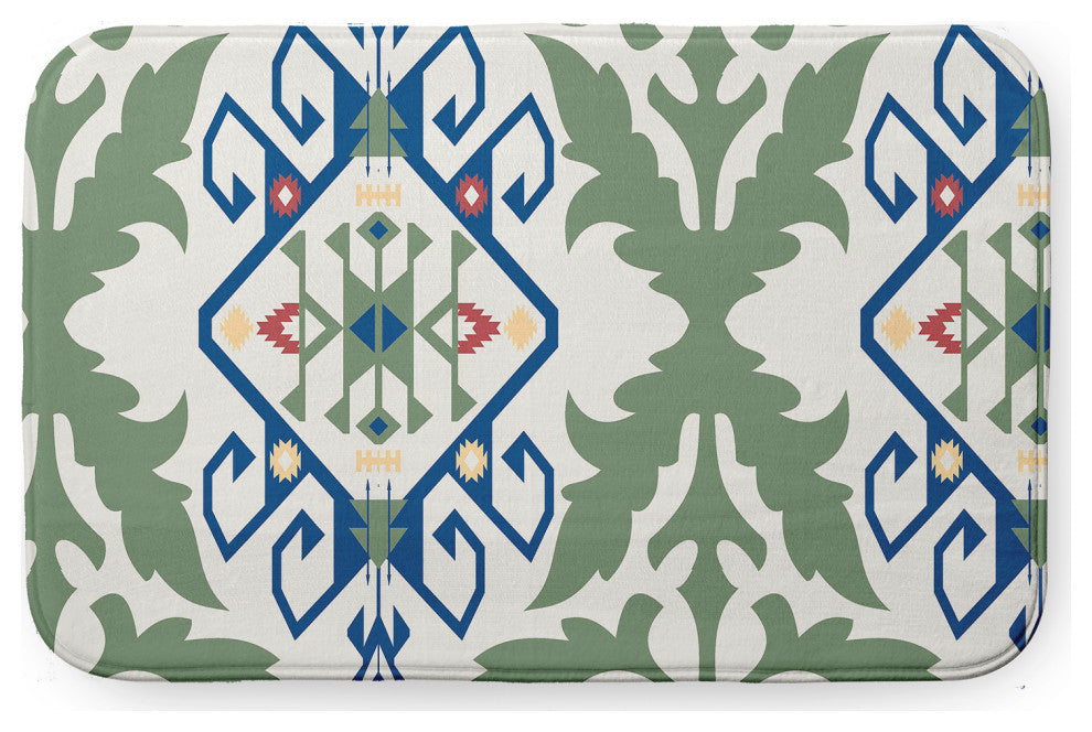 34" x 21" Bombay Medallion Bathmat, Dark Cobalt Blue