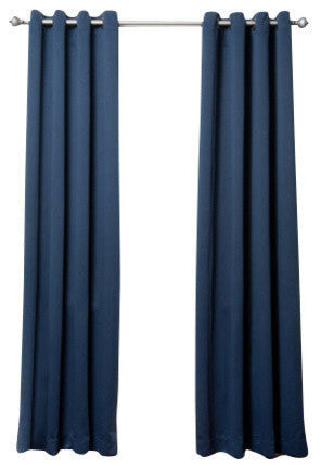 Solid Grommet Top Thermal Insulated Blackout Curtains, Navy, 120"