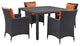 Modway Convene 5 Piece Outdoor Patio Dining Set, Espresso Orange