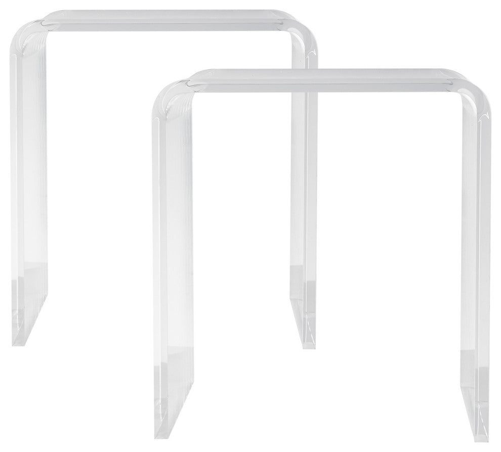VEVOR Acrylic End Table 2-Piece C-Shaped Lucite Clear Side Tables for Living Room