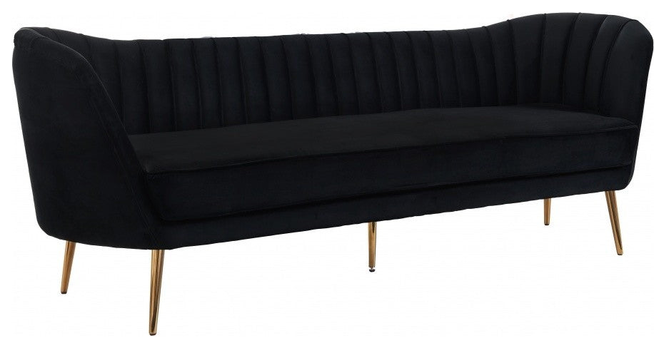 Margo Velvet Upholstered Set, Black, Sofa