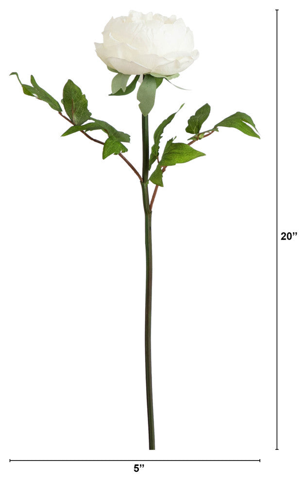 20in. Artificial Peony Flower Stems, Set of 3, White