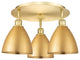 Ballston Dome-3 Light 19" Flush Mount- Satin Gold, Satin Gold Shade