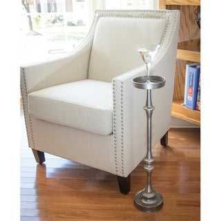 New Ridge Home Goods Martini Side Table, Brushed Silver Finish