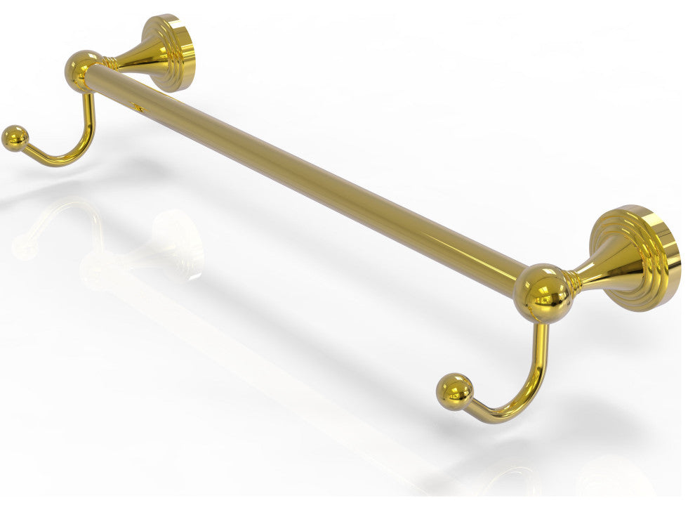 Sag Harbor 24" Towel Bar with Integrated Hooks, Polished Brass
