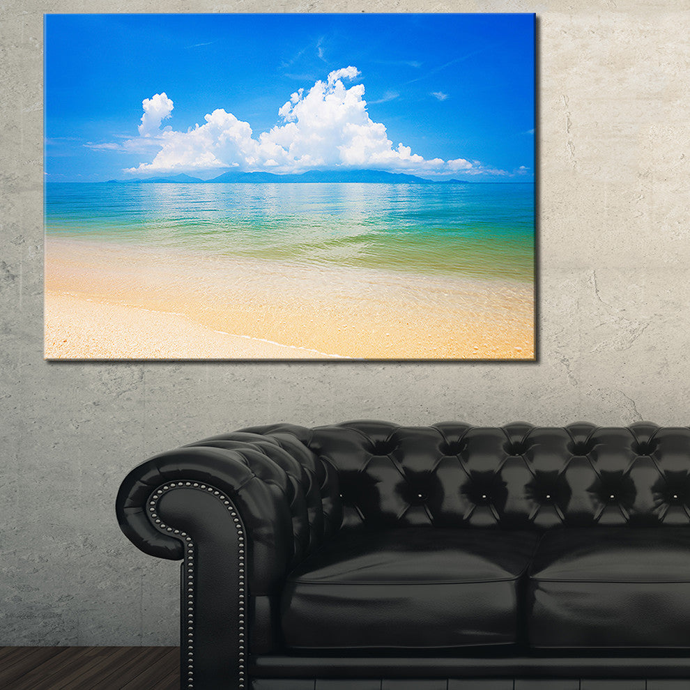 "Cloudy Horizon Over Blue Sea" Seashore Canvas Photo Print, 32"x16"