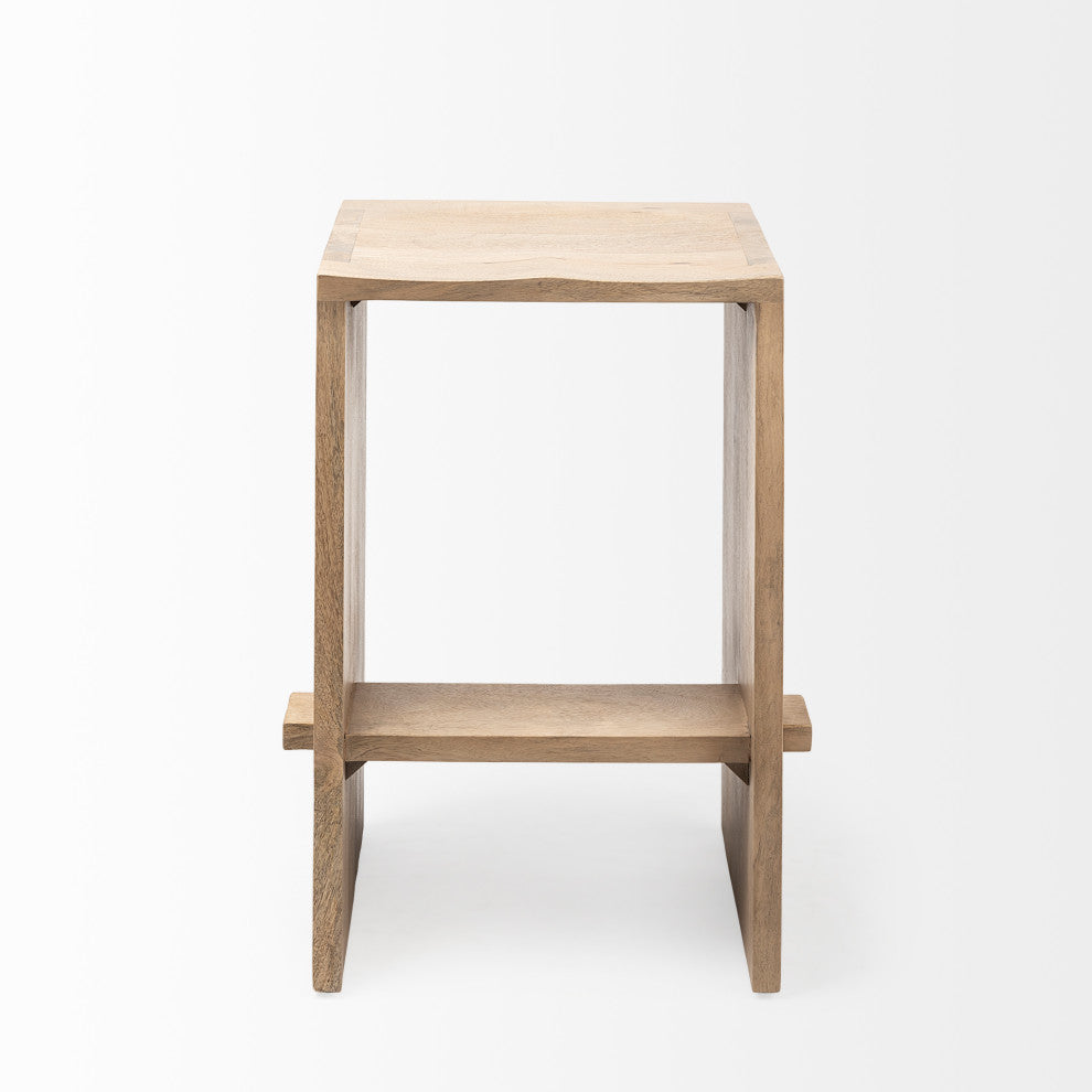 Aida Light Brown Solid Wood Counter Stool