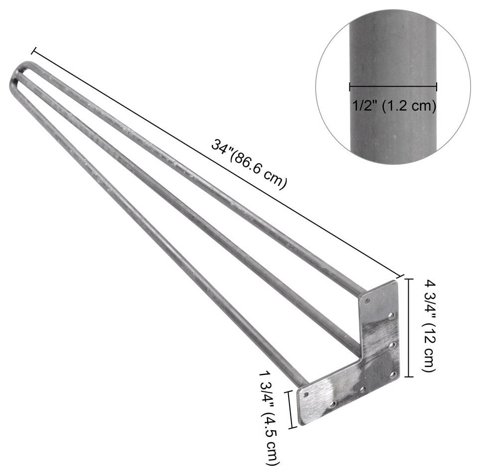 Yescom 34" Hairpin Legs Steel Rod Heavy Duty Furniture Leg Coffee Table Home