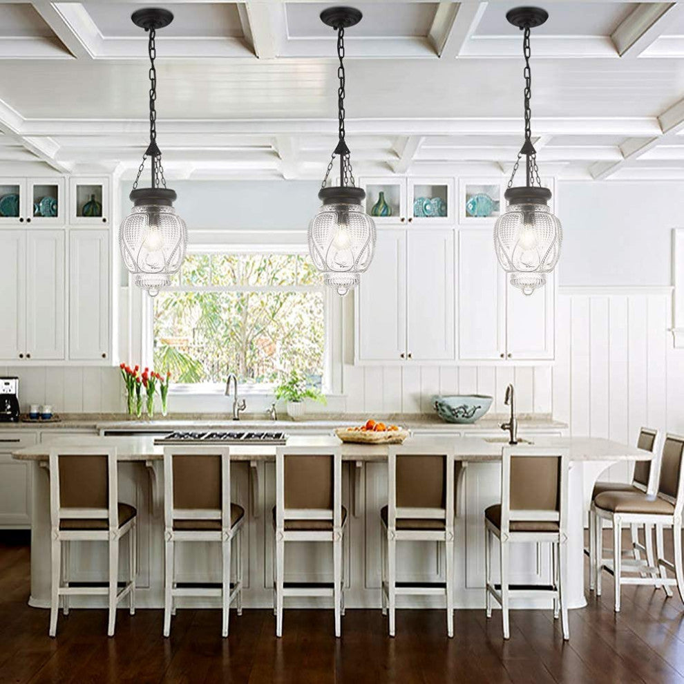 Black Kitchen Sink Light Fixture Glass Ceiling Pendant Light Farmhouse Hanging