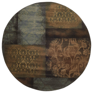 Oriental Weavers Hudson Collection Blue/Brown Geometric Indoor Area Rug 7'8" RND