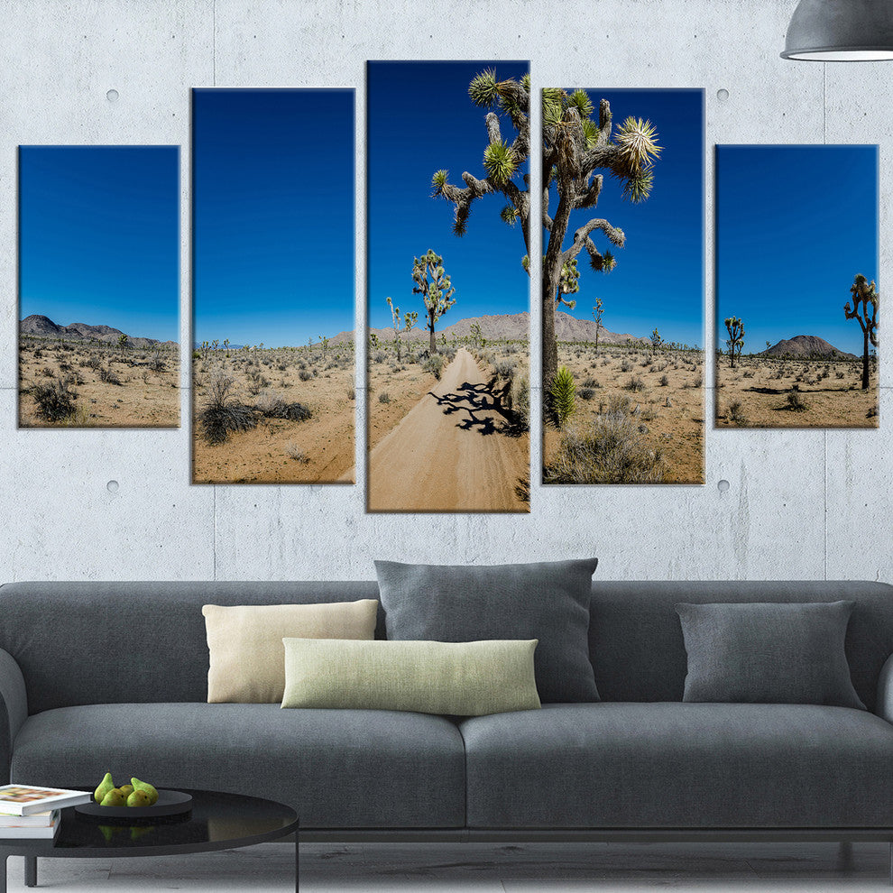 "Sandy Desert Road Panorama" Landscape Wall Art Print, 5 Panels, 60"x32"