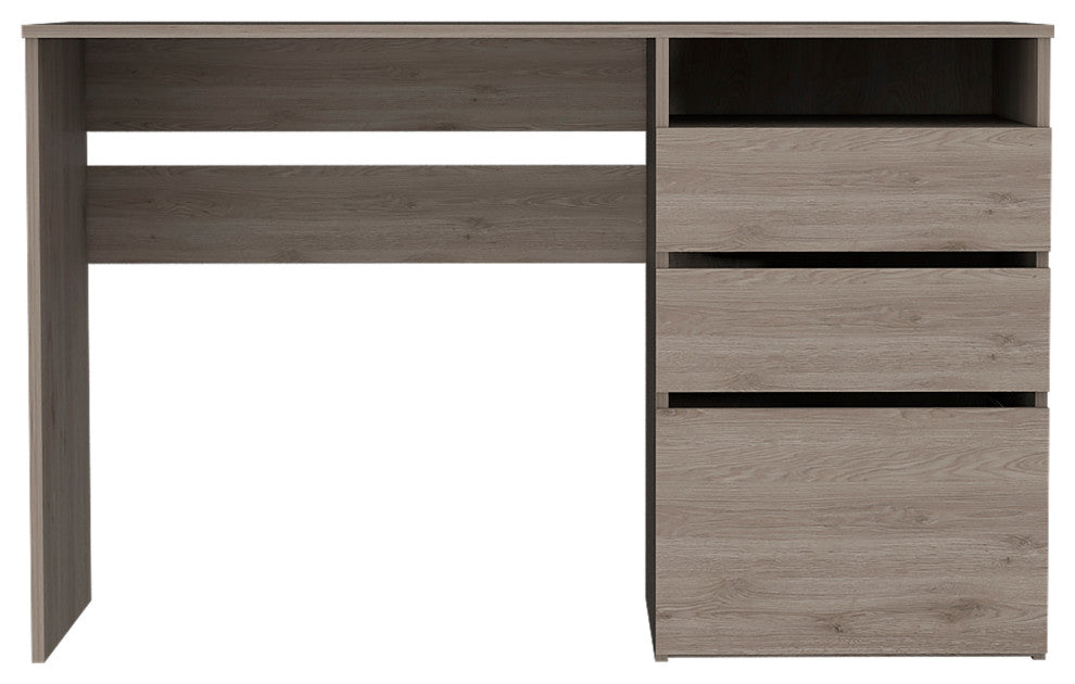 Kenai 3 Drawers Computer Desk, Light Gray