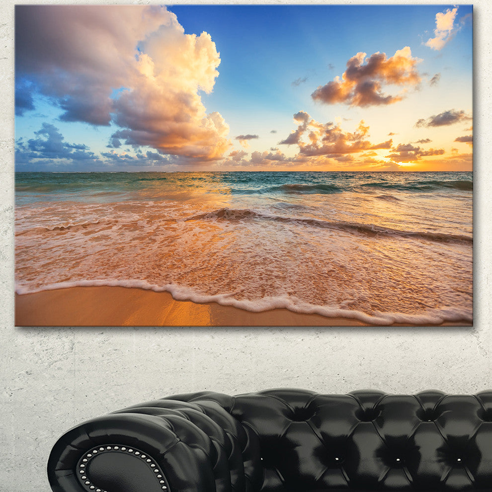 Beautiful Cloudscape over Beach, Large Beach Canvas Wall Art, 40"x30"