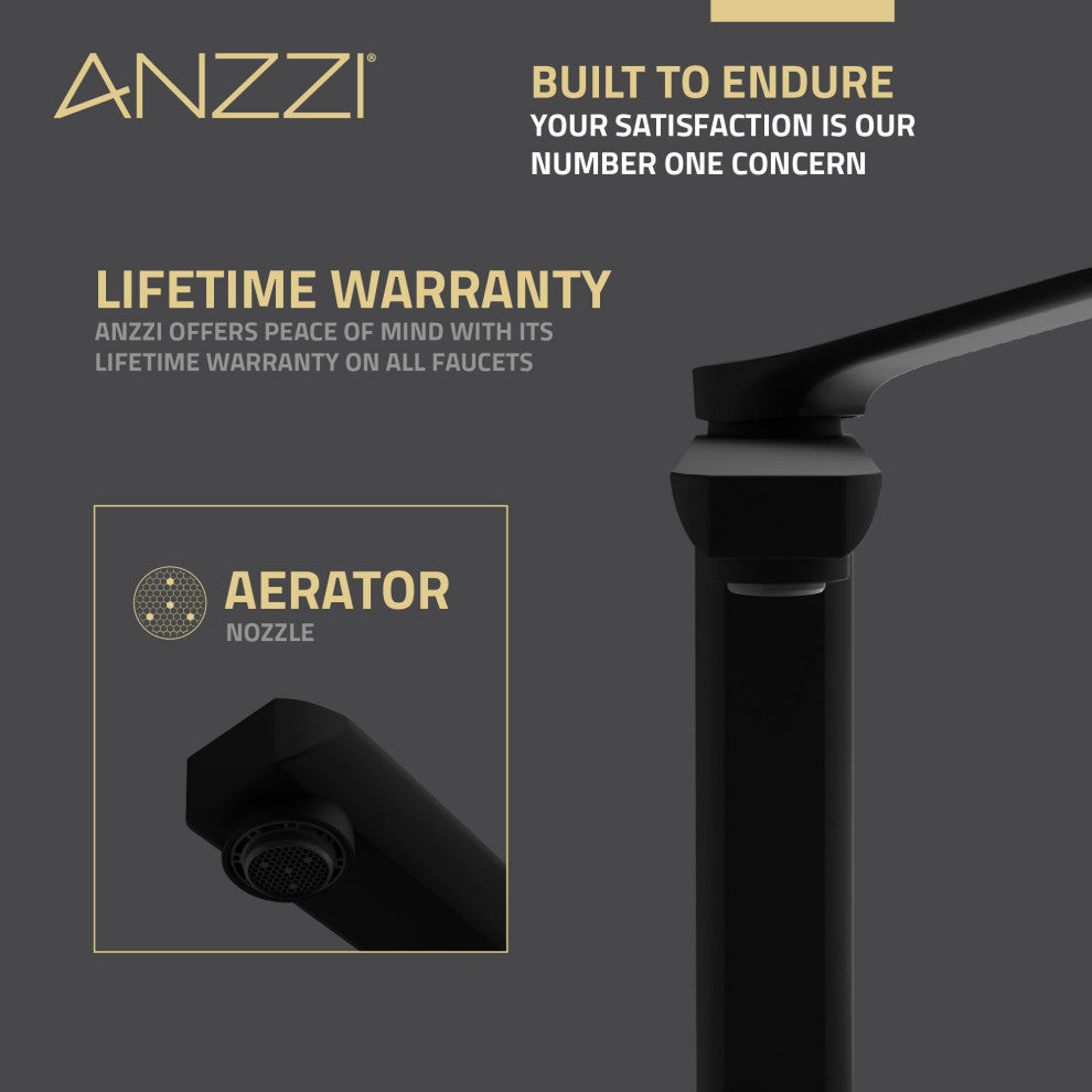 1-Handle Bathroom Vessel Sink Faucet, Matte Black