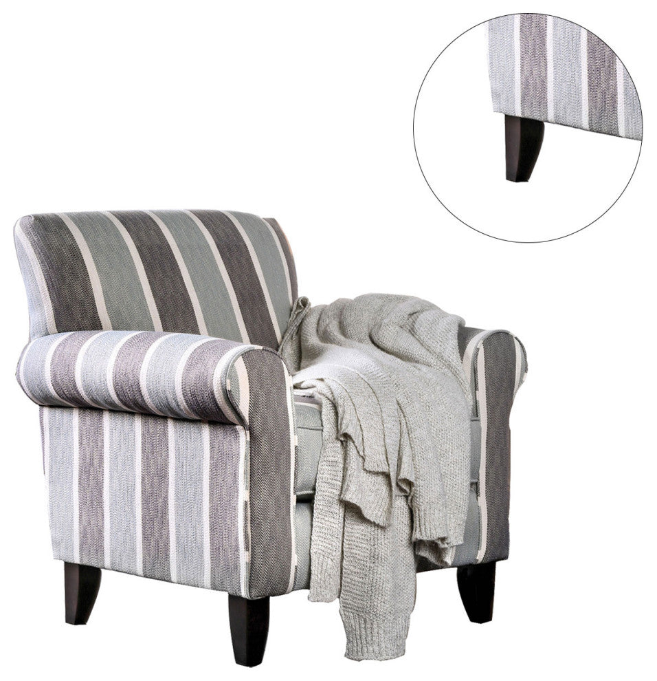 Fabric Chair with Stripe Pattern Design, Gray