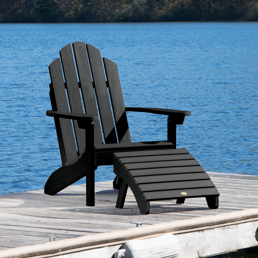 Westport Adirondack Chair With Ottoman, Black
