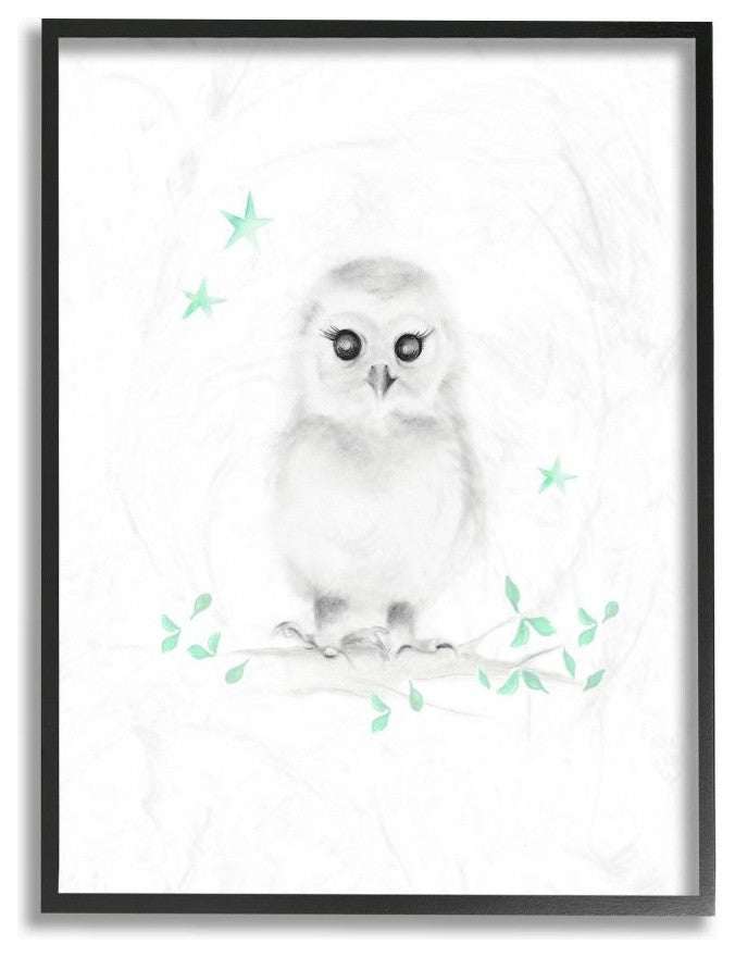 Cartoon Baby Owl Painting, 11"x14"
