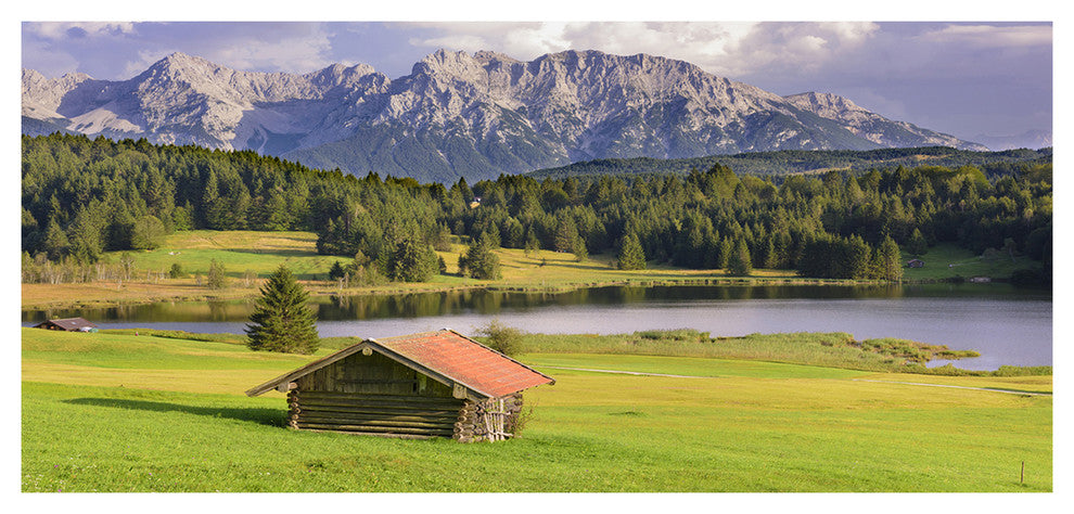 Bavaria with Mountains and Lake, Landscape Canvas Art Print, 60"x28"