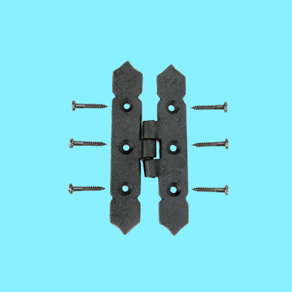 Cabinet H Hinge Black Iron Spear Tip 4" H Screws Included