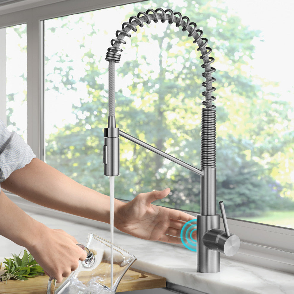 Oletto Touchless Pull-Down 1-Hole Kitchen Faucet, Bronze