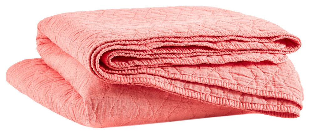 Birdie Coral Quilted Coverlet