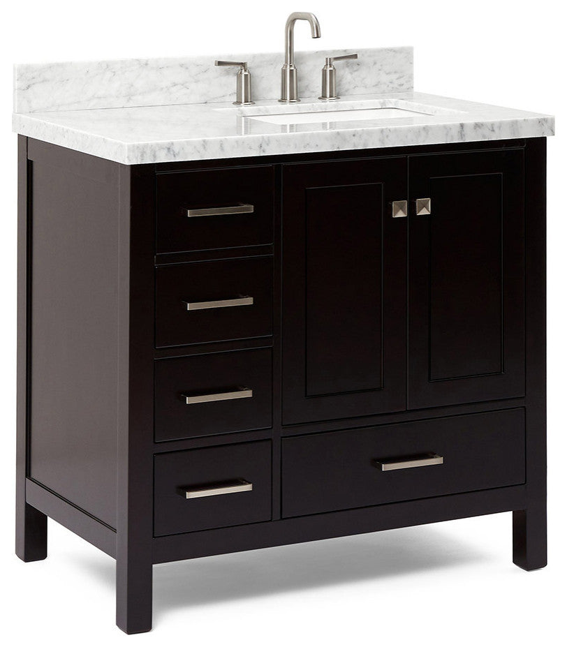 Cambridge 37" Bath Vanity With Marble Top With White Basin
