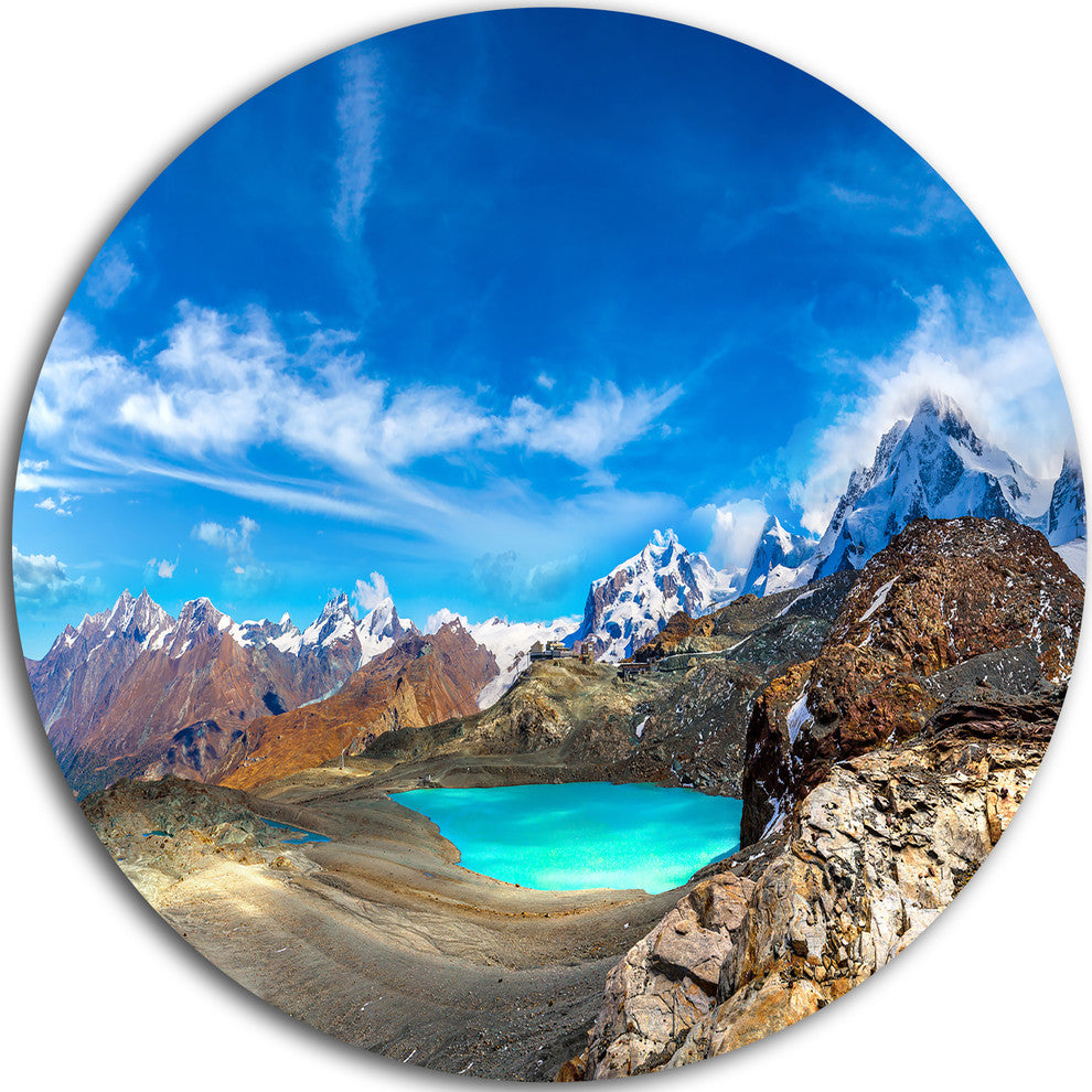 Enchanting Swiss Alps Mountains, Landscape Disc Metal Artwork, 36"