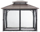 Sunjoy 10 ft. x 12 ft. Black and Brown Steel Gazebo with 2-tier Hip Roof...