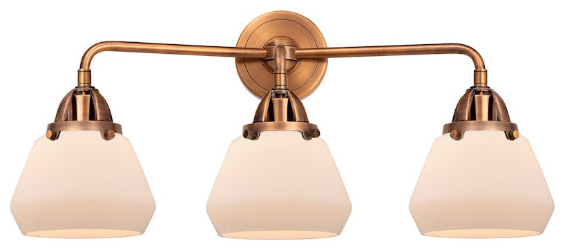 288-3W-AC-G171 Fulton 3 Light 24.75" Bath Vanity Light, Antique Copper