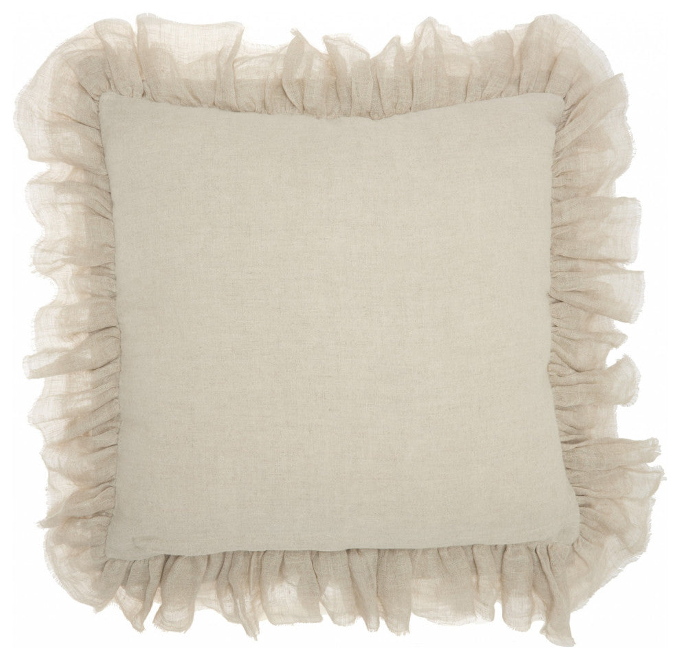 Wide Tasseled Marble Yellow Throw Pillow