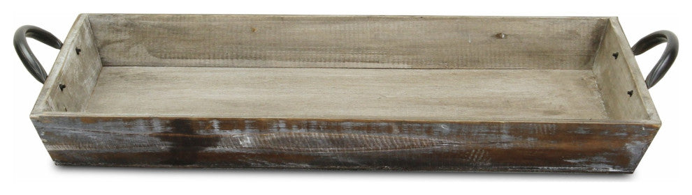 Wooden Serving Tray With Metal Handles