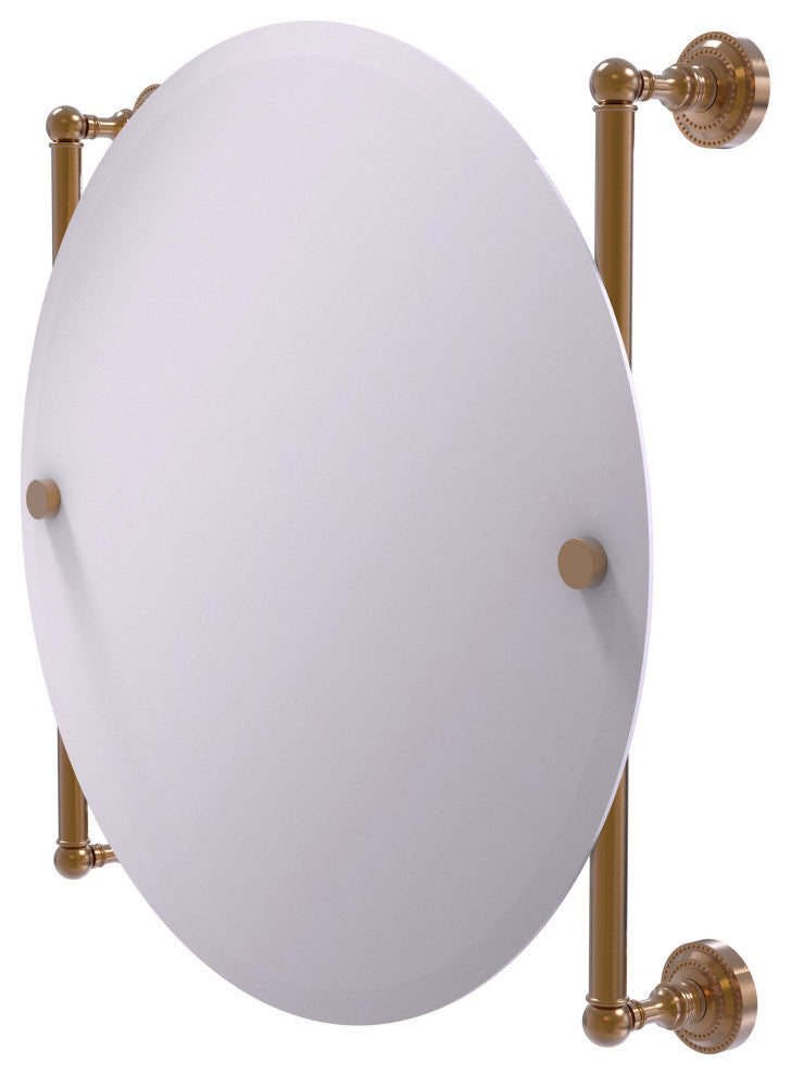 Dottingham Round Frameless Rail Mounted Mirror, Brushed Bronze