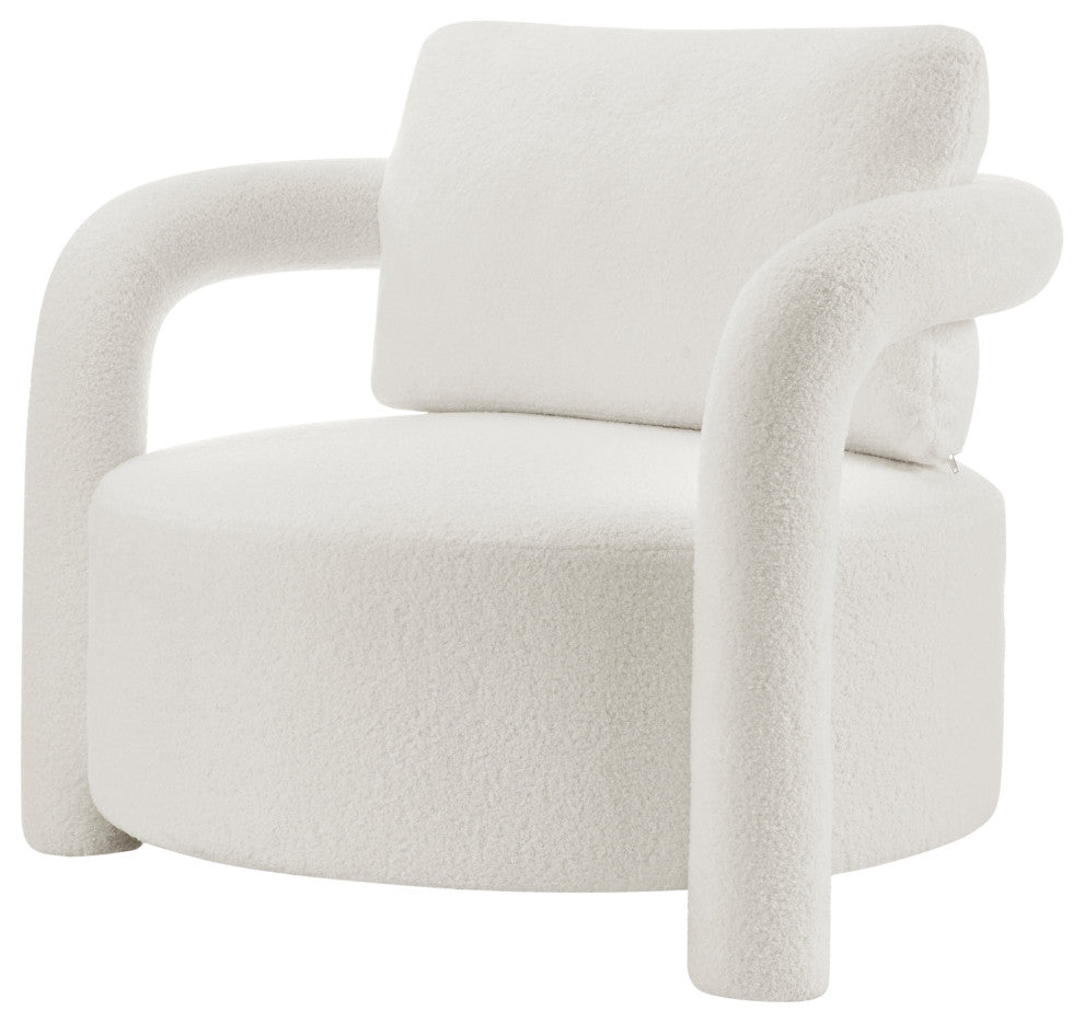 Maisie Faux Shearling Accent Arm Chair, Wilmont White