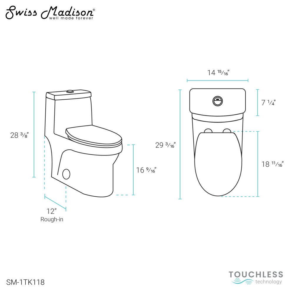 Virage One Piece Elongated Toilet With Touchless Retrofit Dual Flush 1.1/1.6