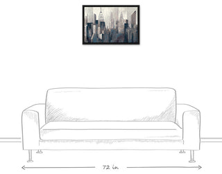 Big Apple City 24x16 Black Floating Framed Canvas