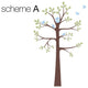 Shelving Tree With Birds, Three Colors, Color Scheme A, Small 51"x88"