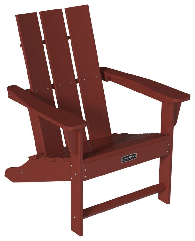 CASAINC Adirondack Chair PS Board 3 Back Panel Outdoor Widened Armrests Red