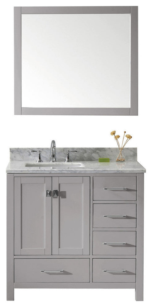 Caroline Avenue 36" Single Bathroom Vanity, Cashmere Gray With Square Sink