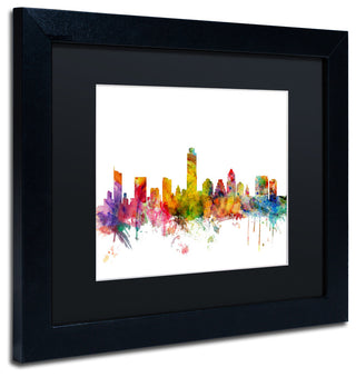 "Austin, Texas Skyline" Matted Framed Canvas Art by Michael Tompsett