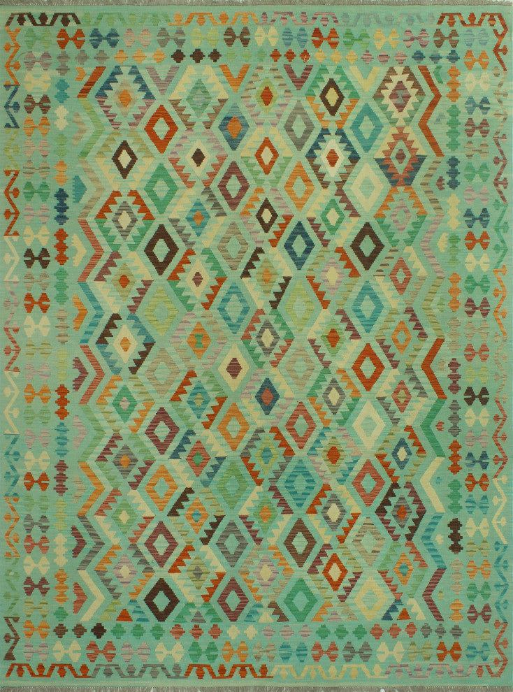 Sangat Kilim Lucia Light green/Rust Rug, 8'3x11'1