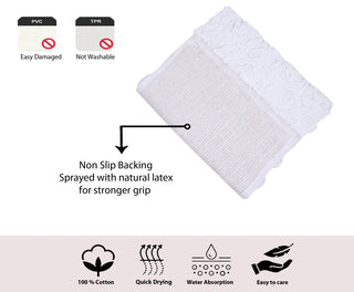 Bell Flower Collection Cotton Bath Rug, 21"x34", White