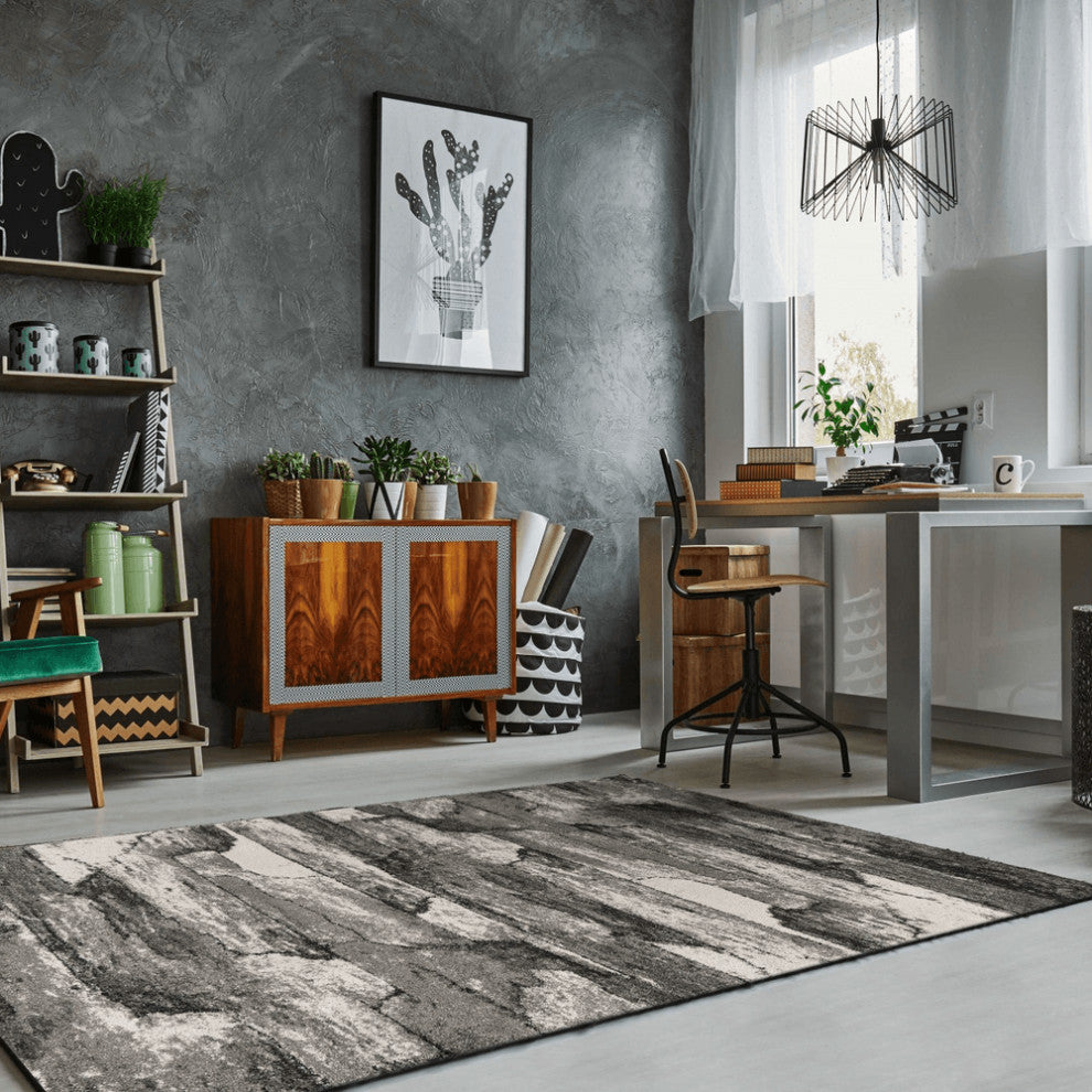 3' X 5' Grey Abstract Design Area Rug